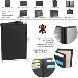 CA$H - Men's ID Card Holder - Genuine Leather Case - Wallet - Black