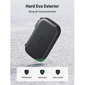 UGREEN Organizador Portátil, Bolsa para Disco Duro Externo 2.5" Accesorios Electrónicos con Doble Capa Acolchada, Estuche para Cables USB, Auriculares