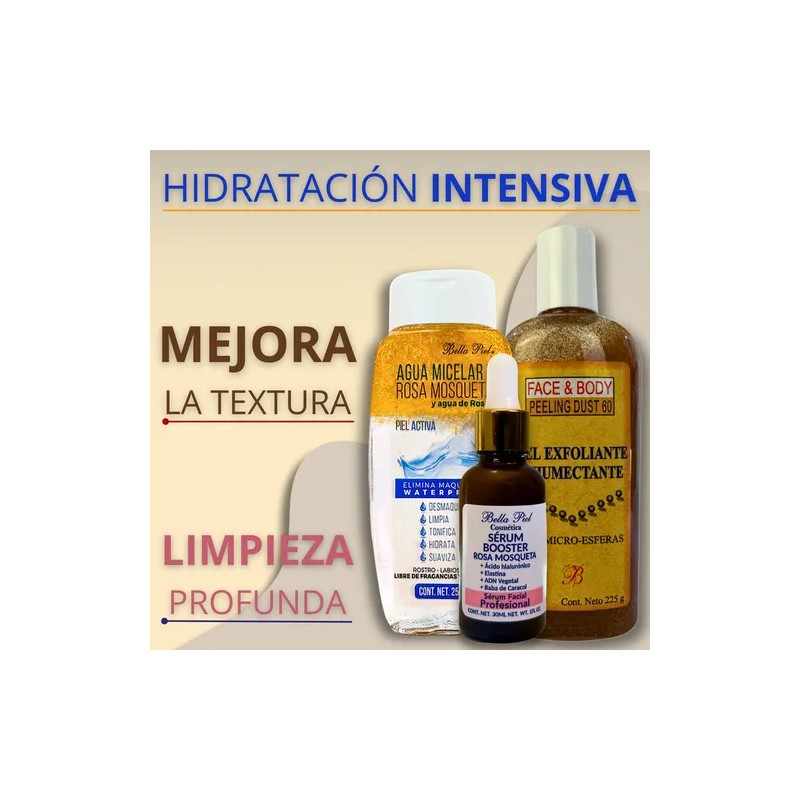 Kit Skincare Agua Micelar Gel Exfoliante Sérum Booster