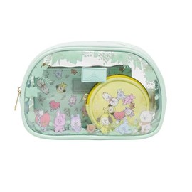 Impressions Vanity BT21 3-PC. Juego de bolsas de maquillaje con bolsas grandes, medianas y pequeñas, organización de maquillaje con bolsillo interior 