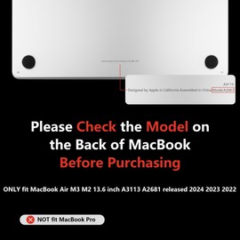 Batianda Premium Crystal Case for New MacBook Air 13.6 inch 2025 M4 2024 2022 Release Model A3240 /A3113 M3 Lightweight Durable Scratch-Resistant, Easy Install, with Keyboard Cover, Transparent