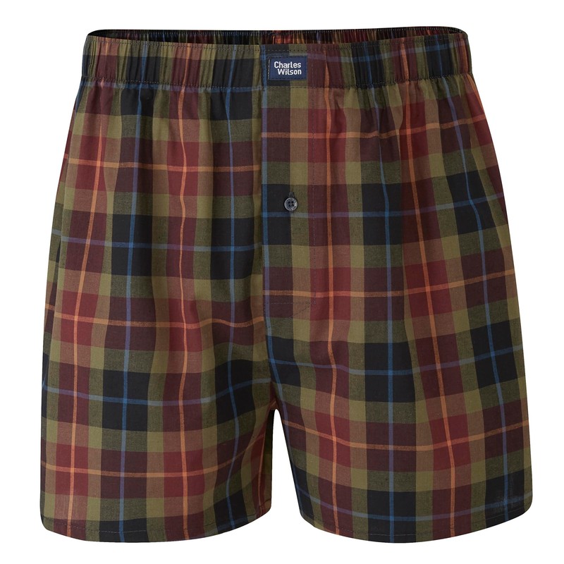 Charles Wilson 6 Pack Woven Boxer Shorts (S, Tartan Check