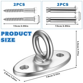 wugongshan Deckenhaken Schwerlasthaken, Edelstahl Augplatte Schaukelhaken für HHolzbalken Betondecke, Boxsack Deckenhalterung bis 500kg Boxsack Aufhängung für Schaukel Yoga Hängesessel Befestigung
