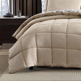 Eddie Bauer - Queen Comforter Set, Reversible Sherpa Bedding with Matching Shams, Cozy & Warm Home Decor (Sherwood Brown, Queen)