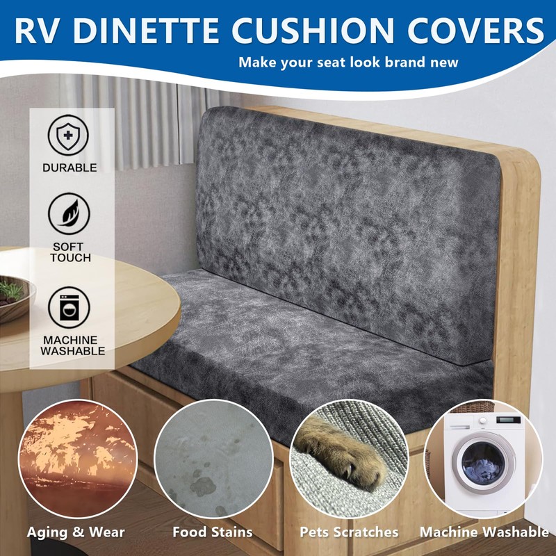 ANARACHON Leather Look RV Camper Dinette Cushion Covers, Washable RV