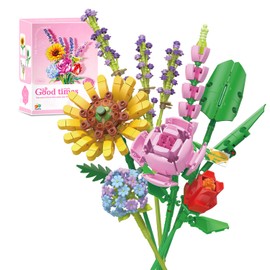 Mini Bricks Flower Bouquet Building Sets, Artificial Flowers, DIY Unique Decoration Home, 539 Pieces Botanical Collection for Ages 8-12 yrs Old Girls for Gift