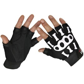 SGHFREV Half Finger Skull Gloves Fingerless Fingerless Skeleton Bone Gloves, black white red black white red red rider