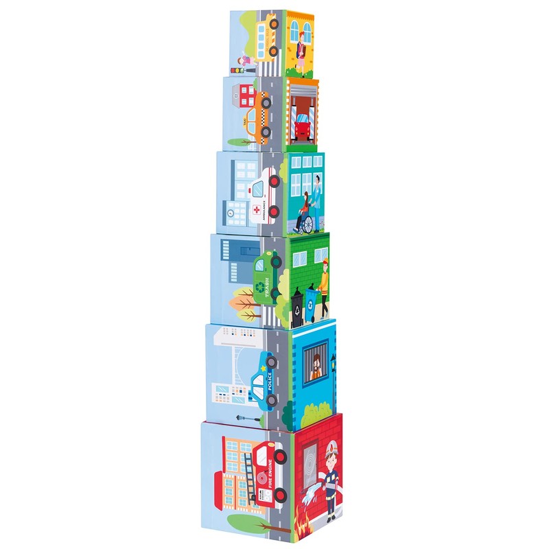 Lelin Toys L10339 Stacking Cube with 6 Vehicles