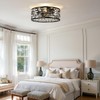 Linour Crystal Caged Ceiling Fan with Light, 18.9'' Flush Mount