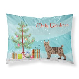 Caroline's Treasures CK4684PILLOWCASE Pixie Bob #1 Cat Merry Christmas Fabric Standard Pillowcase Lightweight Super Soft Easy Care Decorative Artwork Pillowcase, Standard