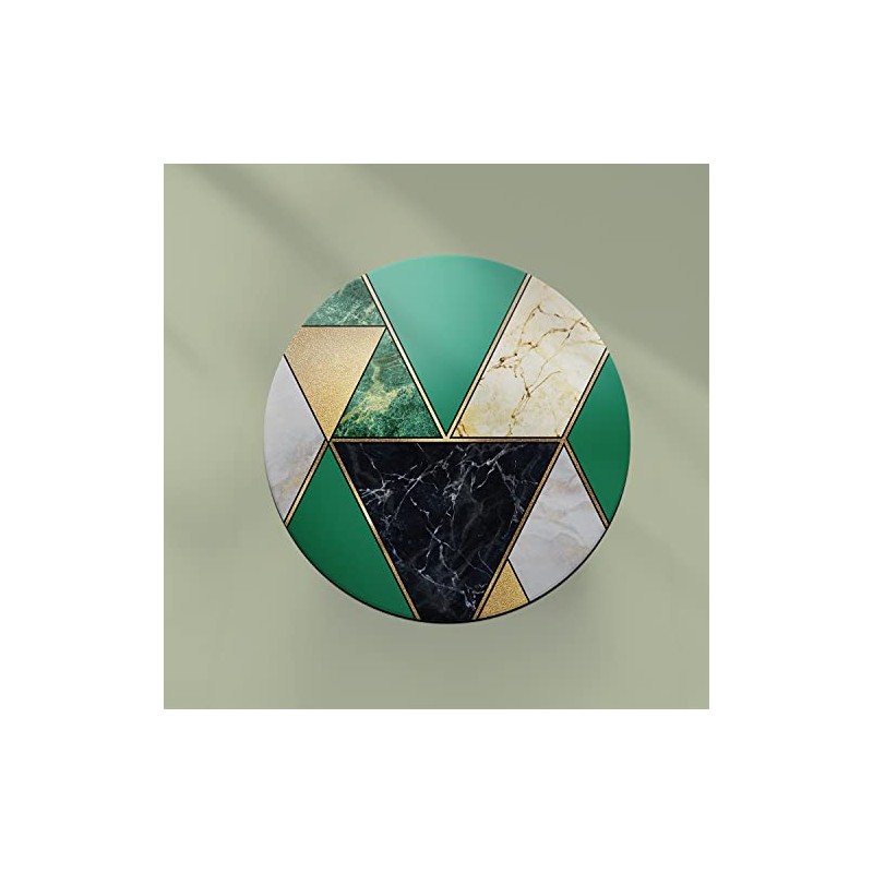 Round Single Coaster - Art Deco Green Marble Effect New