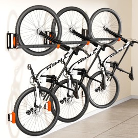 3-Pack Swivel Bike Rack Wall Mount, Bike Hangers for Garage, Space-Saving Vertical Bike Holder, Holds up to 77 lbs, Bicycle Wall Hanger Storage, No Heavy Lifting Required Indoor Hanging Bike Rack