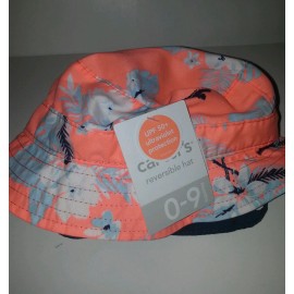 CARTERS Infant Boys Carters Brand Orange & Navy Blue Reversible Bucket Hat 0-9 Months
