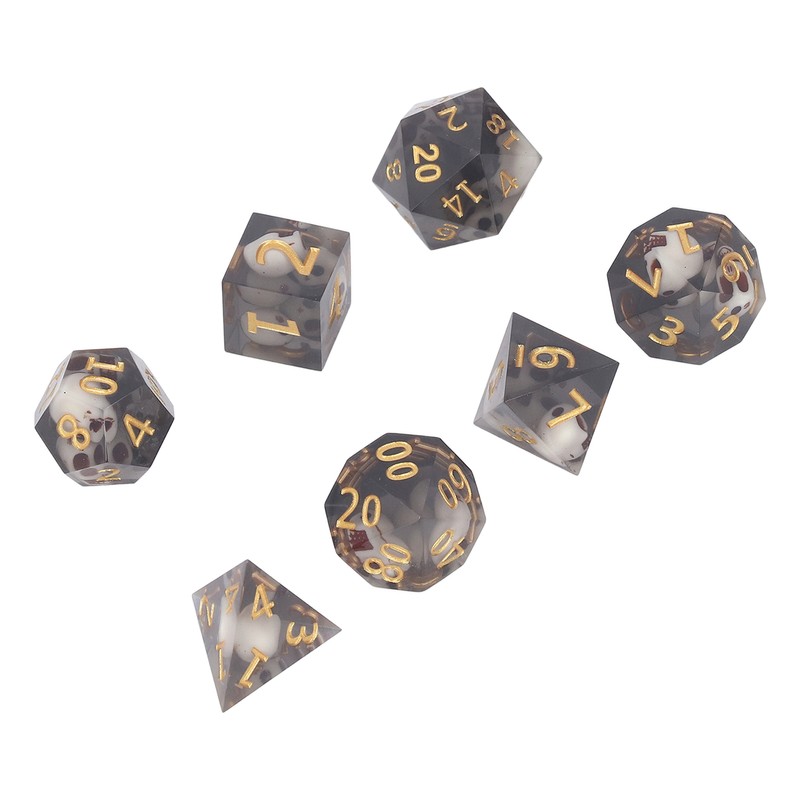 Polyhedral Dice Set Role Playing Epoxy Resin Transparent Skull Dice
