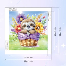 Tontut Special Shape Diamond Art Painting Kits for Beginners Diamond Art, Sloth Crystal Rhinestone Diamond Art Painting, Home Wall Decoration Gift 12×12 inch