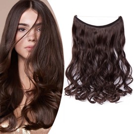 SEGO Hairpiece Hair Extensions One Weft with Invisible Wire Hair Synthetic Secret Hair Thickening Wavy Wavy Dark Brown Mix Dark Golden Brown 2 50 cm