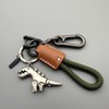 Aluminum Alloy Dinosaur Charm Paired with a Hand-woven Bracelet, Keychain