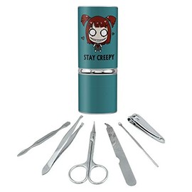 Stay Creepy Girl with Hearts and Bow Stainless Steel Manicure Pedicure Grooming Beauty Care Travel Kit