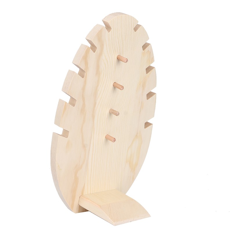 Wood Jewelry Display Stand Desktop Necklace Organizer Rack Storage Holder