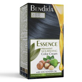 Bendida Permanent Hair Colour, Hair Colour, Red, Brown, Matted Blonde, Black, Ash Blonde, Hair Colours with Macadamia Oil, Hair Dye with Long-Lasting Colour, 120 ml (2 Blue Black)