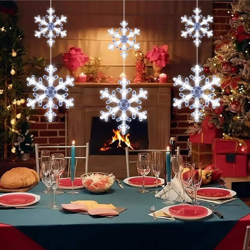 [Timer] Christmas Window Decorations, 3 Pack Snowflake Christmas Window Lights