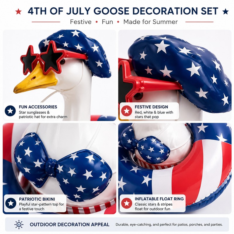 4th of July Garden Goose Outfit Set for Outdoor Decor