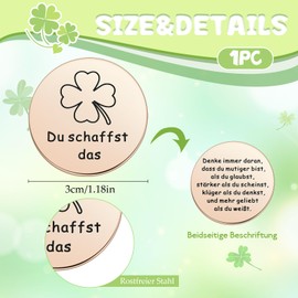 Photect Motivational Bag Hug Lucky Charm with Bag Du Schaffst Das Glücksbringer Stainless Steel Double-Sided Token Inspirational Gift Round Lucky Coin