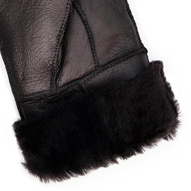 Harssidanzar Shearling Gloves Winter Fur Gloves For Woman Sheepskin Leather Gloves For Cold Weather KL029US,Brown,Szie M