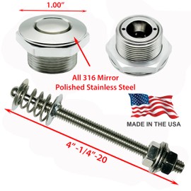 Push Button Latches Polished Stainless Steel 1.00"" & 4"" Stud