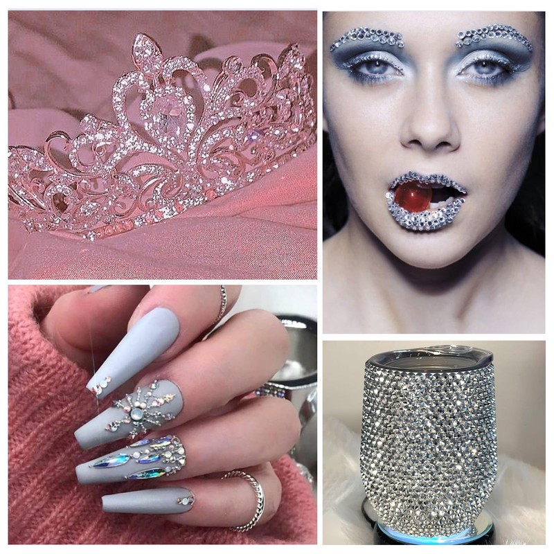 1440Pcs White Crystal Rhinestones,Glass Flatback Gems Small for Nail Face