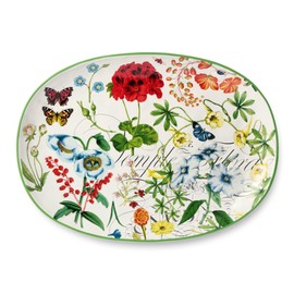 Greenhouse 16x12-Inch Oval Platter, Vibrant Floral Design with Butterflies & Dragonflies, Durable Ceramic, Microwave & Dishwasher Safe, Perfect for Appetizers, Main Courses & Desserts