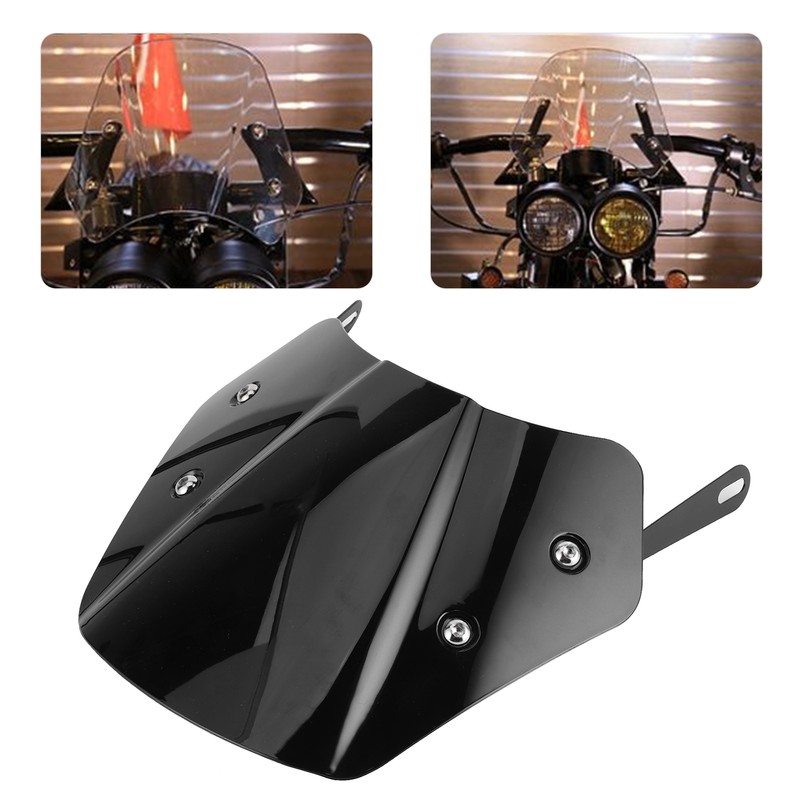 Universal Motorcycle Windshield Wind Deflector Screen W/Mounting Bracket for 5‑7inBlack