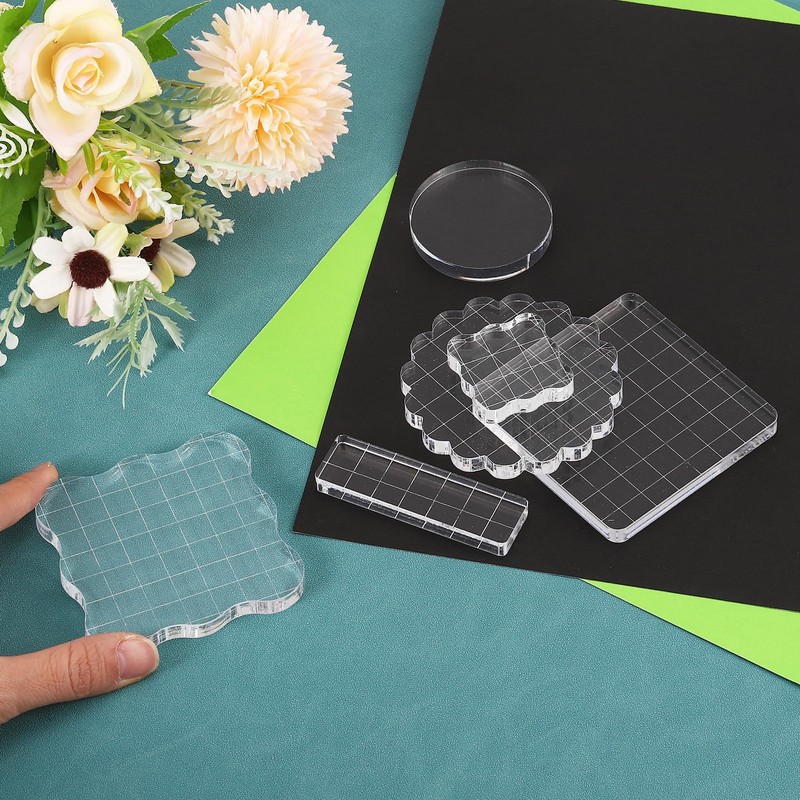 PATIKIL Acrylic Stamp Block 3 Pcs Stamping Blocks Rectangular Shape