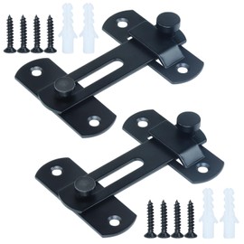 GUSUHAWK 2 Pack 180 Degree Barn Door Latch Lock Flip Latch Door Lock for Barn Sliding Door, Bathroom, Cabinet, Garage, Wooden Fence, Chicken Coop, French Door (Barn Door Lock Size: 2.77" x 1" x 3.68")