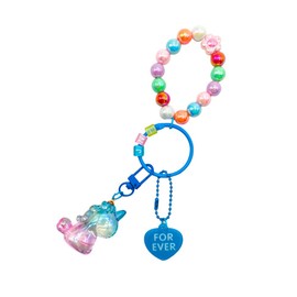 HPMAISON Blue Unicorn Keychian Backpack Charms With Bracelets Keyring for Girls Christmas Birthday Gift School Bag Decorations Kawaii Keychains for Kids