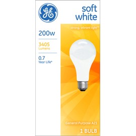 GE Lighting 11585 200-Watt A21, Soft White