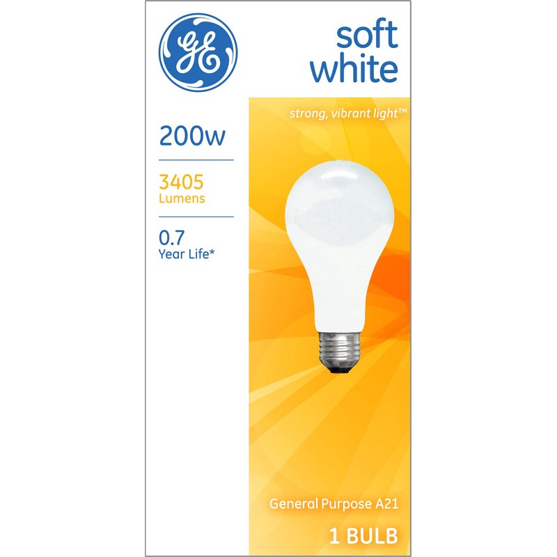 GE Lighting 11585 200-Watt A21, Soft White