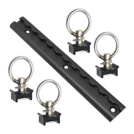 CADUFUELLY 1PCS 12 Inch L Track Rail Tie Down System and 4PCS Single Stud Fittings with Round Ring for Trailers & Pickup Trucks Heavy Duty L Track Tie Down System for Motorcycles/ATVs/UTVs