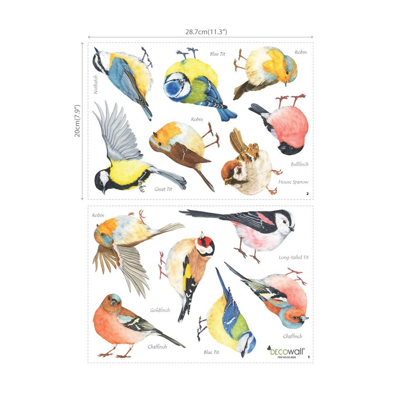 DECOWALL DS-8038 Small Birds Wall Sticker, Wall Decoration for Living
