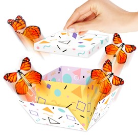 FETTIPOP Gift Box DIY Butterfly Explosion (White Yellow) 18.5 x 14 x 11 cm, Surprise Money Gift Packaging