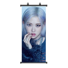 TuYines Blackpink Poster, Blackpink Scroll Picture, BlackPink Fan Item, Blackpink Poster Rose, Scroll Poster, Blackpink Gift, Blackpink Birthday Decoration, Fabric Poster 70 x 30 cm