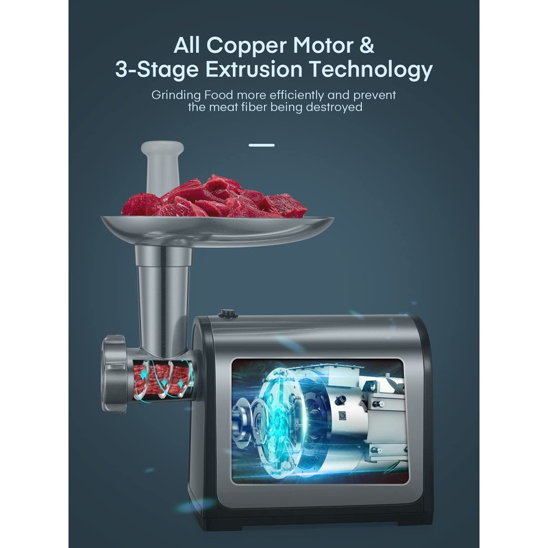 Electric Meat Grinder, Sausage Stuffer with 3 Sausage Tubes, 2