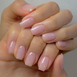 Vishine- Estilo personal: Vishine 1 pieza de 16 ml/0,54 fl.OZ Jelly Nude Pink Glitter crea un estilo de gelatina neutral, discreto pero de primera cal