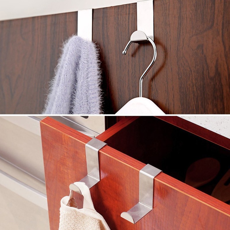 Mziart Pack of 4 Stainless Steel Reversible Over Door Cabinet