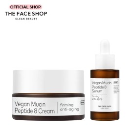 THE FACE SHOP Alltimate Mucin Bundle – Vegan Serum & Cream Set for Firm, Bouncy Glass Skin with Peptides | Korean Skincare