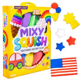Made By Me Mixy Squish Rainbow by Horizon Group USA, Includes 6 oz. of Pre-Made Air Dry Clay, Sensory Play, 6 Colors, 4 Different Crunchy, Bumpy, Soft Textures, Dries Squishy & Smooth