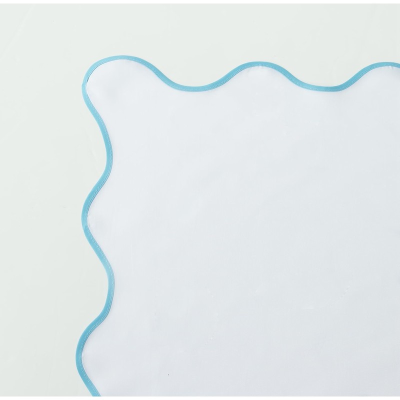 youngseahome White Fabric with Aqua Scalloped Border Shower Curtain,Boho Chic