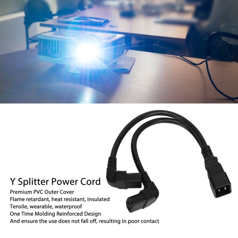 IEC320 C20 to Dual C13 Cord 1 in 2 Out