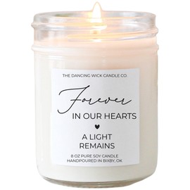 The Dancing Wick Candle – Forever in Our Hearts Memorial Candle – Lavender Vanilla Soy Wax – Sympathy, Memorial, Remembrance Gift – 8 oz, Hand-Poured – Made in the USA (Forever in Our Hearts)