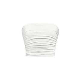 Floerns Girl's Basic Sleeveless Bandeau Kids Strapless Ruched Tube Tops White 9Y